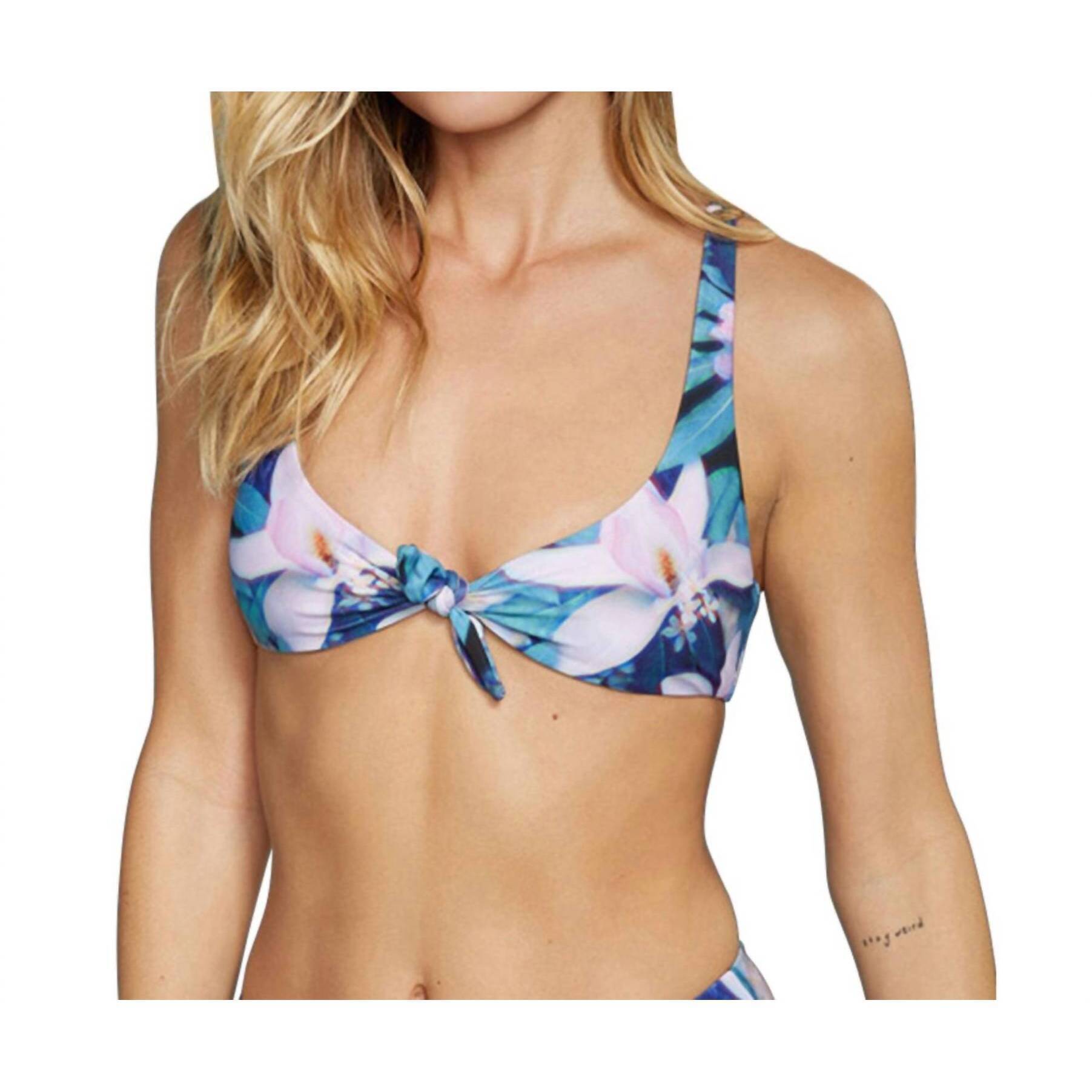 New Stone Fox Swim Hana Tie Front Bikini Top In Sfs Wonderland